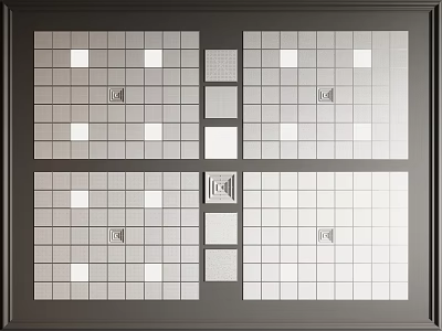 Contemporary Ceiling Design With Square Grid Panels Recessed Lights And Decorative Frames 3d model