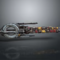 3D Rendered Space Exploration Spaceship With Circular Ring Structure And Multi Colored Modules