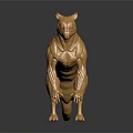Golden Animal Sculpture With Metallic Texture Shiny Surface And Reflective Background