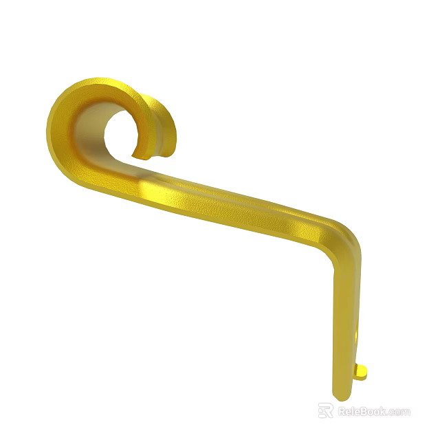 Golden Metal Decorative Hook Featuring Curved Design And Smooth Finish 3d model 
