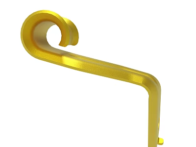 Golden Metal Decorative Hook Featuring Curved Design And Smooth Finish 3d model