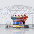 TAGADA Amusement Ride With Colorful Spinning Platform And Metal Frame Fence
