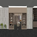 Elegant Modern Specialty Store with Glass Doors Marble Walls and Display Cabinets