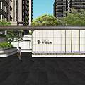 Residential Garden Landscape With Modern High-rise Buildings Green Plants And Entrance Design