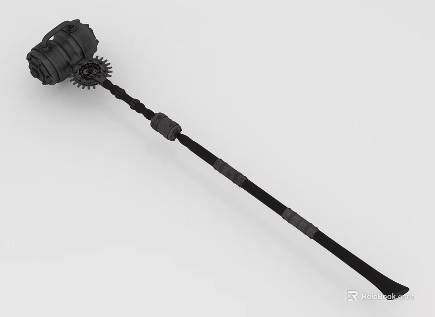 Durable Hardware Tool Hammer With Gear Structure And Long Handle Design 3d model 