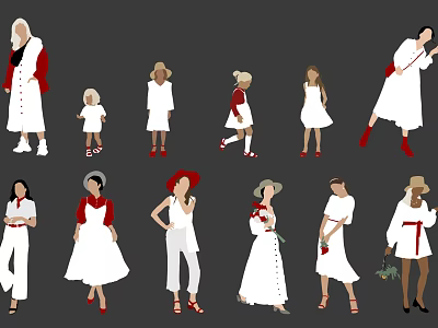 modern game character white dress women 3d model