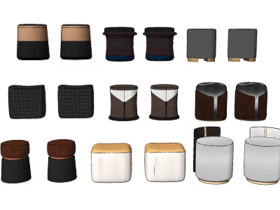 Various Ottoman Styles in Different Colors and Materials for Home Use 3d model
