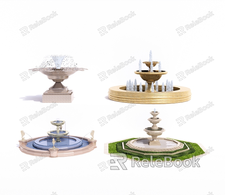 European-style fountain water fountain sketch water bowl waterscape water drop water bowl model