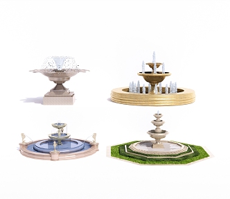 European-style fountain water fountain sketch water bowl waterscape water drop water bowl 3d model