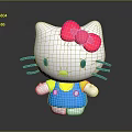 Cute Hello Kitty Doll With White Head Pink Bow Yellow Collar And Blue Overalls