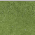 Illuminated Garden Landscape With Decorative Metal Flowers In Green Grass Field
