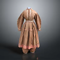 Traditional Vintage Dress With Long Sleeves Decorative Belt And Embroidery Details