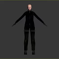 3D Rendered Woman In Black Outfit Standing With Extended Arms On Gray Background