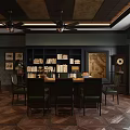 Classic Study Room With Wooden Desk Green Chairs Bookshelves Armor And Vintage Map