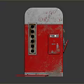 Vintage Red Vending Machine With White Top Worn Surface And Side Red Item