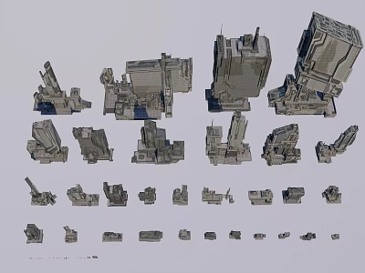 Cartoon Scenes With Various Mechanical Modules Different Sizes And Detailed Designs 3d model