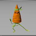 Cartoon Carrot Character With Green Limbs And Headband In Martial Arts Pose
