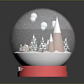 Christmas Snow Globe Home Decor With Snow Scene Trees Houses And Merry Christmas Base
