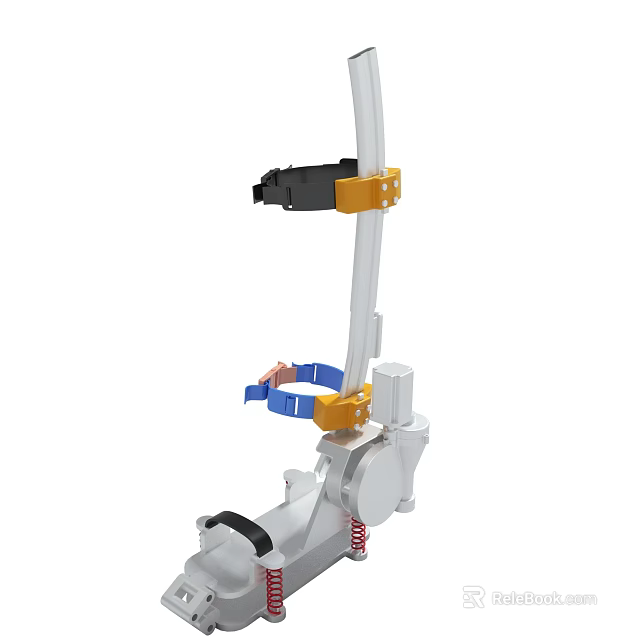 Adjustable Support Frame With White Structure Yellow Brackets And Blue Straps 3d model