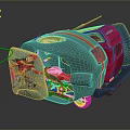 Colorful Children's Toy Car With Open Door And Cartoon Character Interior Details