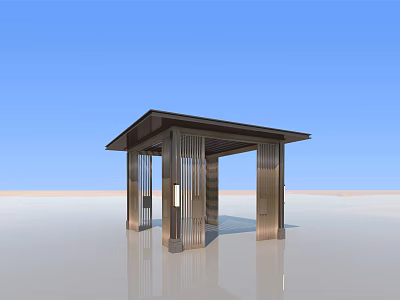 Modern Garden Pavilion With Metal Structure Flat Roof And Sleek Columns Design 3d model