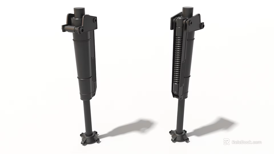 Heavy Duty Industrial Shock Absorbers With Spring Piston Rod And Base Structure 3d model 