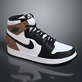 Stylish High Top Leather Sneakers Black White Brown Featuring Nike Swoosh and Jumpman Logo