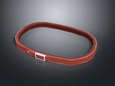 Stylish Red Ring Shaped Belt as Daily Life Essential With Silver Buckle 3d model