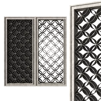 Chinese carved stone window flower 3d model