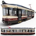 Retro tram light tram car Republic of China tram industrial tram 3d model