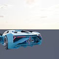 Light Blue Futuristic Convertible Sports Car With Sleek Body And Brown Interior