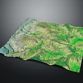 Detailed 3D Terrain Model With Green Vegetation Mountains Valleys And Rivers