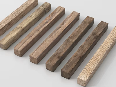 Natural Wooden Planks With Stone Elements Featuring Various Colors And Textures 3d model