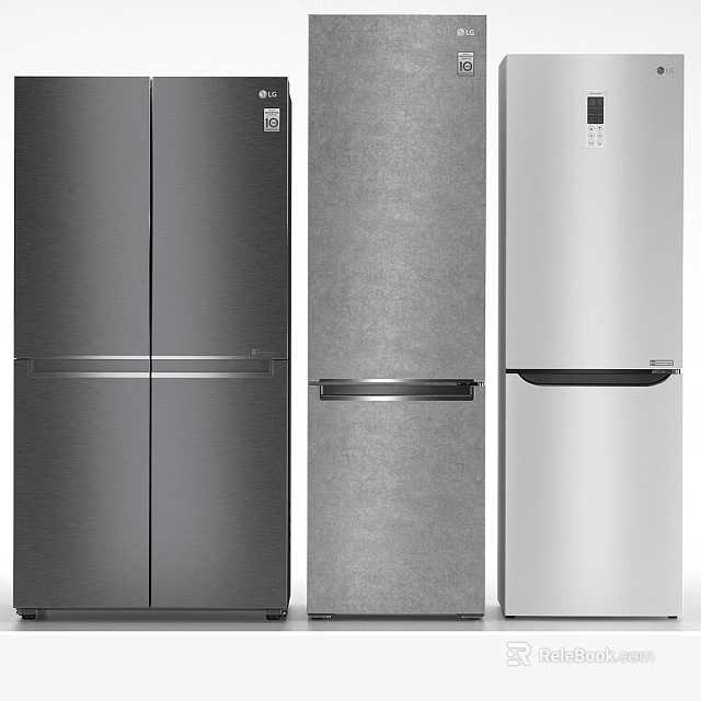 Modern Refrigerator Freezers With Different Door Styles And Sleek Silver Gray Designs 3d model 