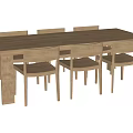 Nordic Dining Table and Chair Combination Square Six-person Dining Table 3d model