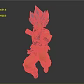 Anime Action Figure In Dynamic Battle Pose With Blue Spiky Hair And Orange Pants