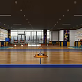 Spacious Basketball Gym Featuring Wooden Floor Wall Posters And Bright Lighting