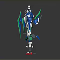 Game Movie Character 3D Mech Model Blue And White With Green Weapons And Detachable Parts