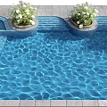 Modern Swimming Pool Design Featuring Blue Water And Decorative Plants On Tile Floor