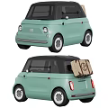 Fiat Topolino Mint Green Vintage Cabriolet Car With Rear Storage Bag