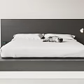 Modern Double Bed Interior With Platform Design White Bedding And Decorative Lights 3d model
