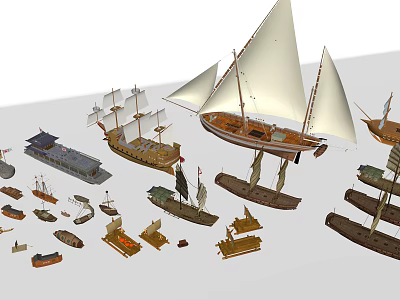 Chinese boat, ship, traffic boat, landscape boat, wupeng boat 3d model