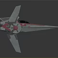 3D Model Fighter Jet With Unique Angled Wings Silver Body And Pink Components 3d model