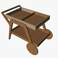 Public Facility Wooden Service Cart With Two Tier Shelves Handle And Wheels