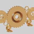 Golden Industrial Equipment Mechanical Gears With Large Small Gears And Circular Rings