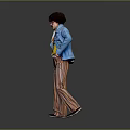 Stylish Daily Life Clothing With Blue Jacket Yellow Top And Striped Pants