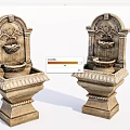 Two Symmetrical Ornate Classical Stone Fountains With Carved Decorative Pedestal Bases
