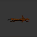Futuristic Sci Fi Spaceship 3D Model With Red Orange Color Sharp Front And Winged Structure 3d model