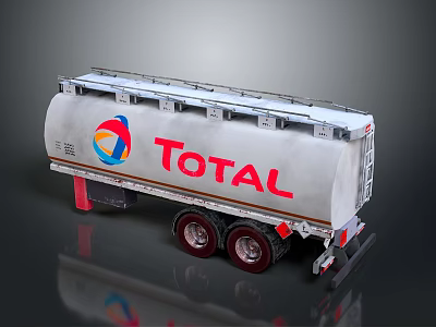 TOTAL Silver Tanker Truck With Red Lettering And Company Logo Design 3d model