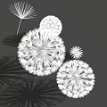 Modern Abstract White Radial Sculptures With Multiple Sizes On Gray Background